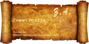 Zeman Attila névjegykártya